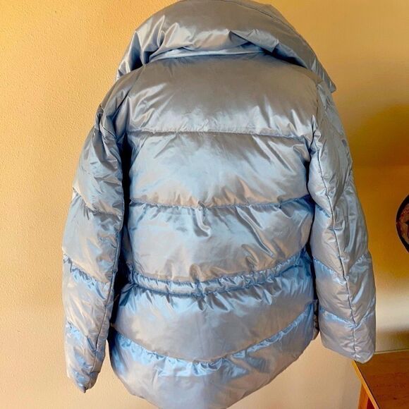 Land’s End down hyper dry water resistant puffer jacket ice blue MED PETITE - Picture 2 of 16